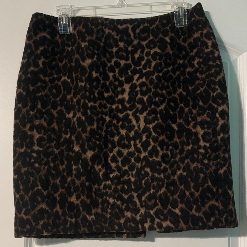 Talbots Leopard Animal Print Fall Winter Holiday Fuzzy Pencil Skirt